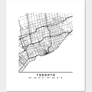 TORONTO CANADA BLACK CITY STREET MAP ART Posters and Art